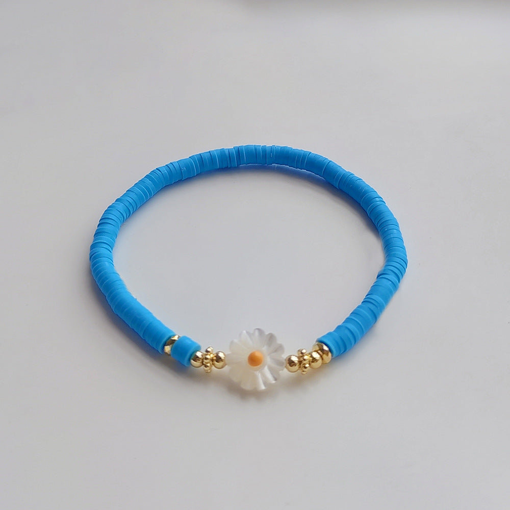 Wholesale bohemian soft clay elastic rope beaded daisy bracelet ACC-BT-Qiqi006