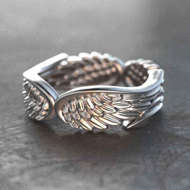 Wholesale angel wings feather wings ring