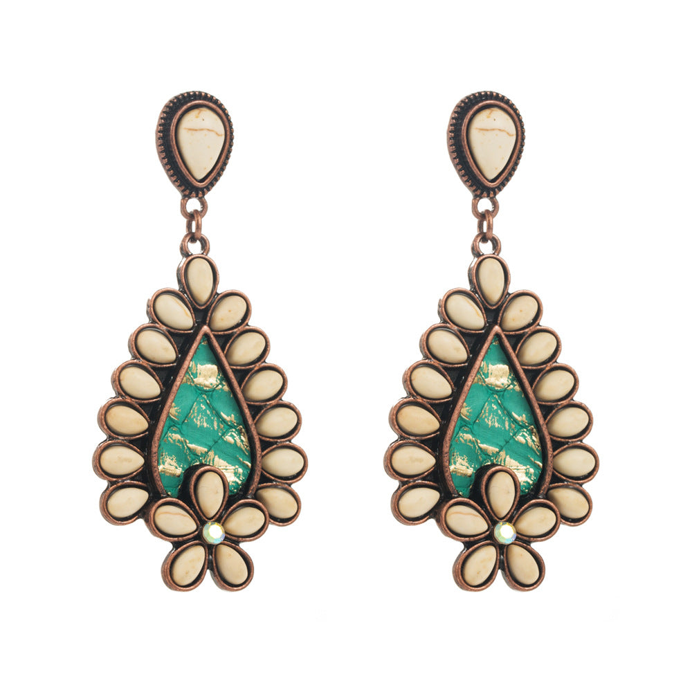 Wholesale  turquoise  print leather earrings