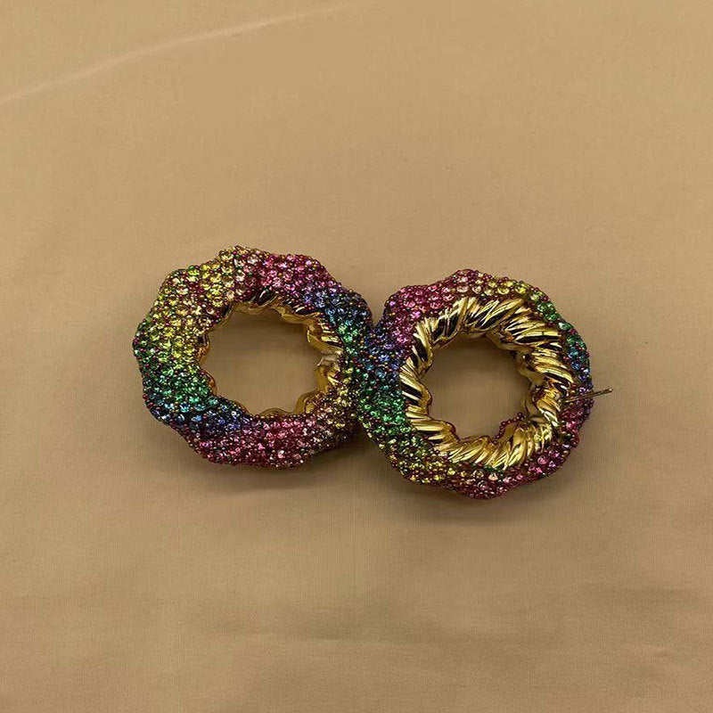 Wholesale Hollow Light Luxury Colored Glass Full Diamond Earrings ACC-ES-KangD008