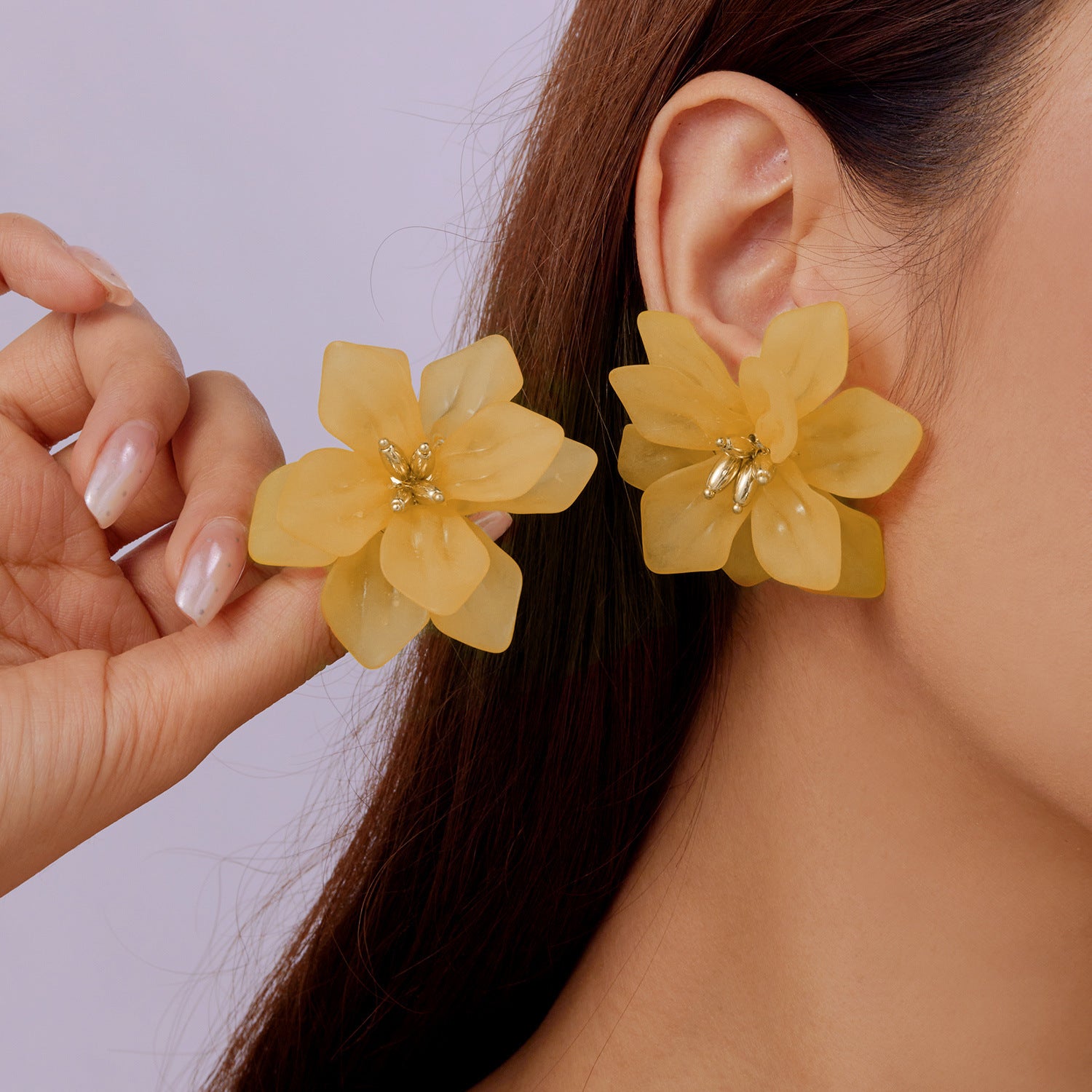 Wholesale  exaggerated three-dimensional acrylic flower petal earrings
