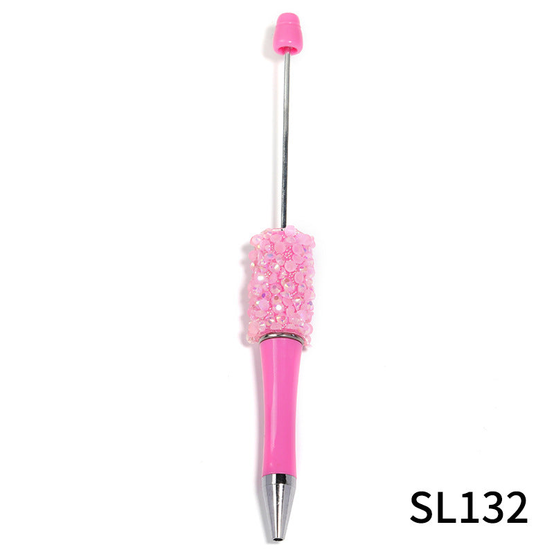 Wholesale 10pcs Beadable Pens Colorful Resin Rhinestone Fine Glitter Plastic DIY Beaded Pen ACC-PN-BLG003