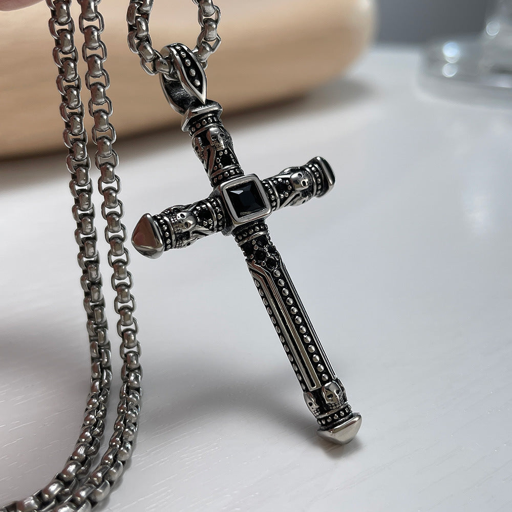 Wholesale retro cross stainless steel pendant necklaces