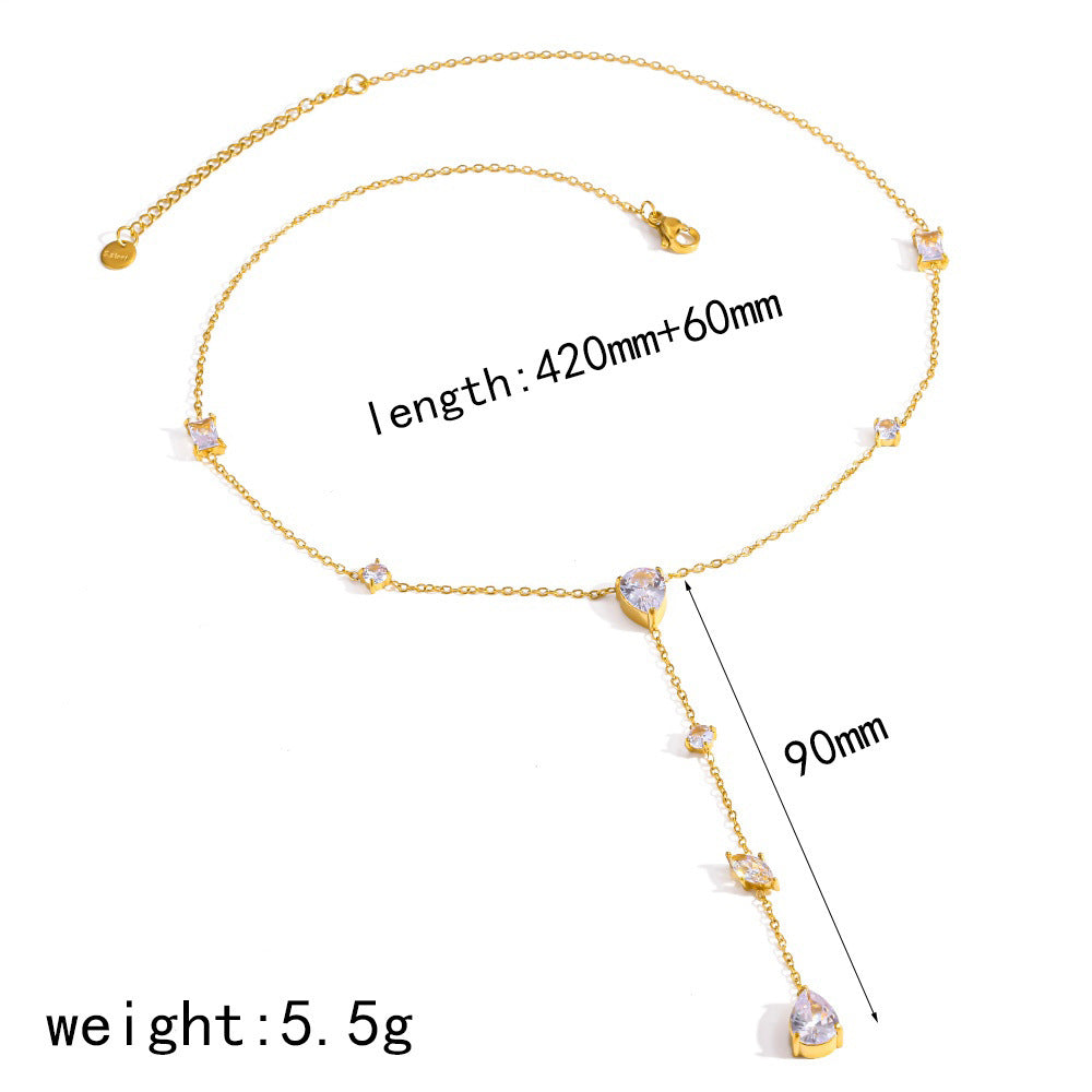 Wholesale Stainless steel necklace with multiple inlaid diamonds