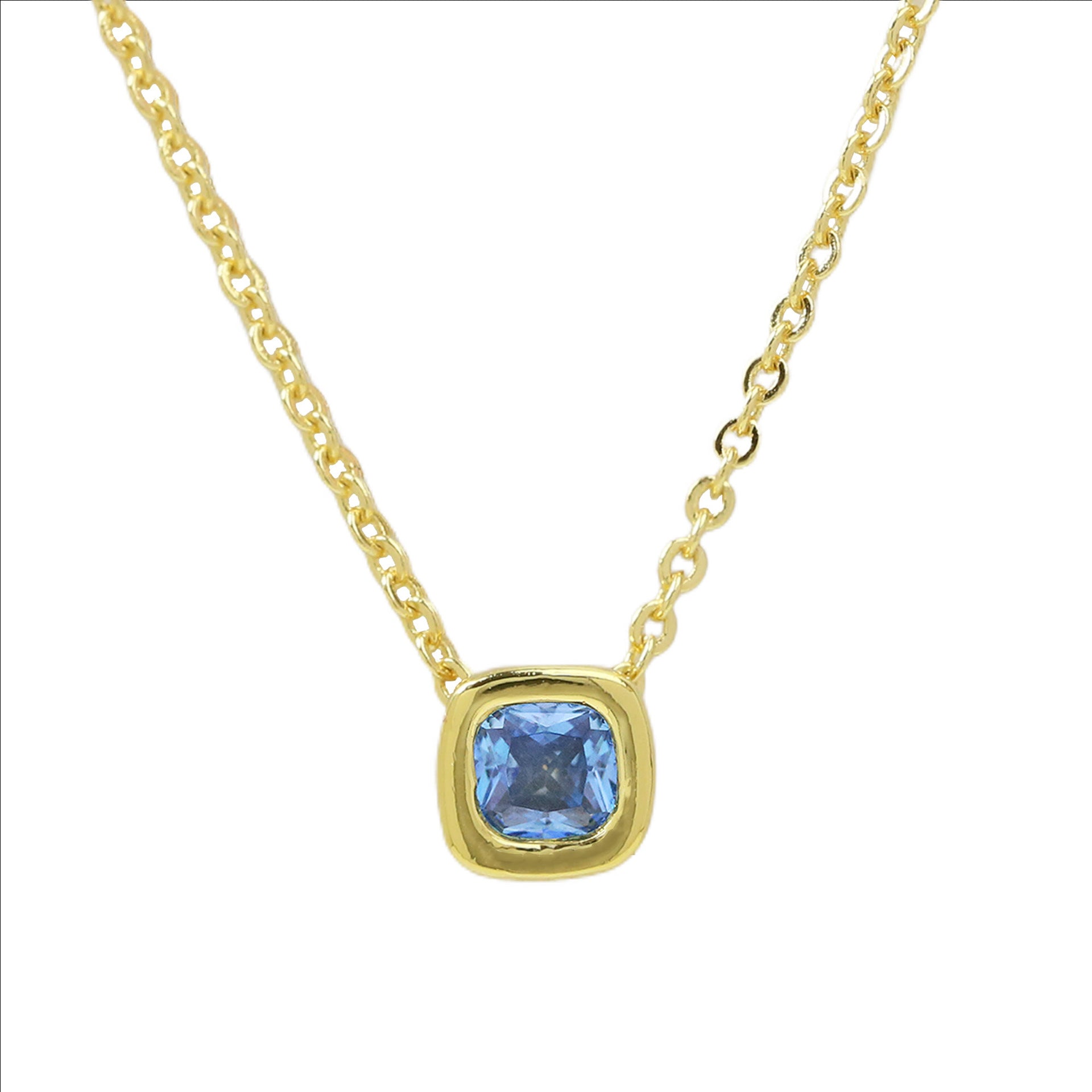 Wholesale Colorful geometric square zircon clavicle pendant necklace