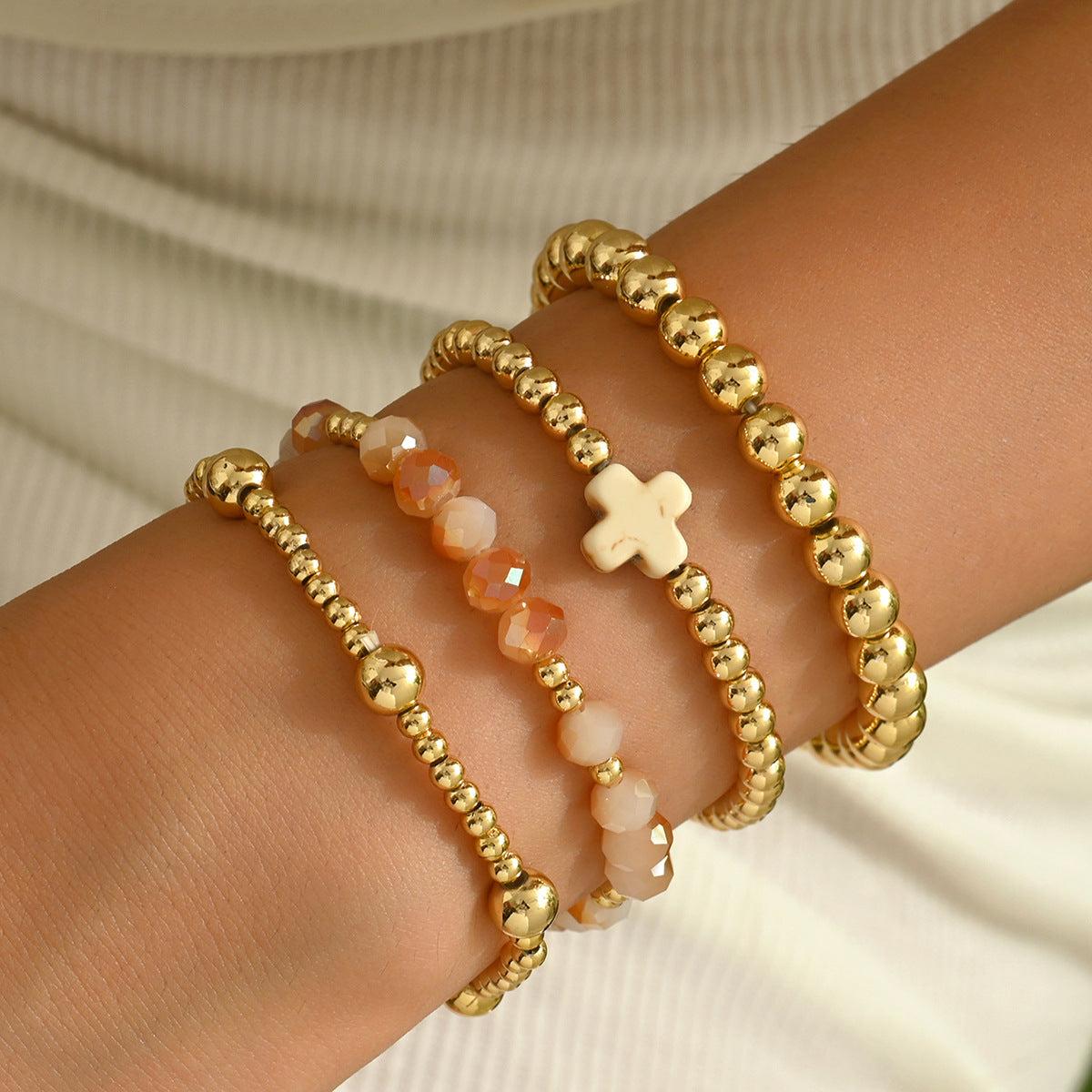 Wholesale Bohemian Beaded Bracelet Set Colorful Cross Design Women S Jewelry Accessory Gift
