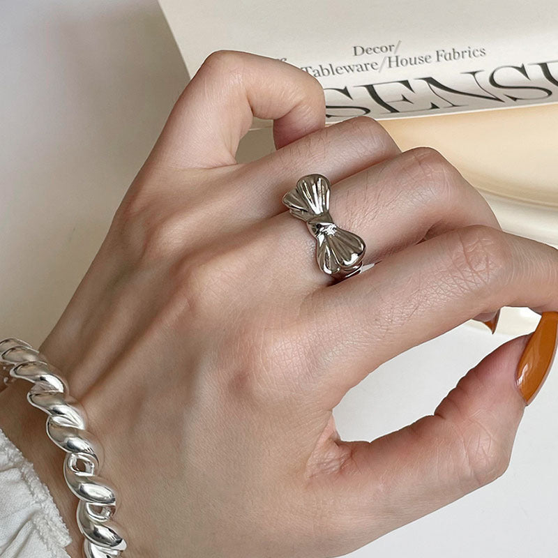 Wholesale 925 Silver Bow Ring Open Ring