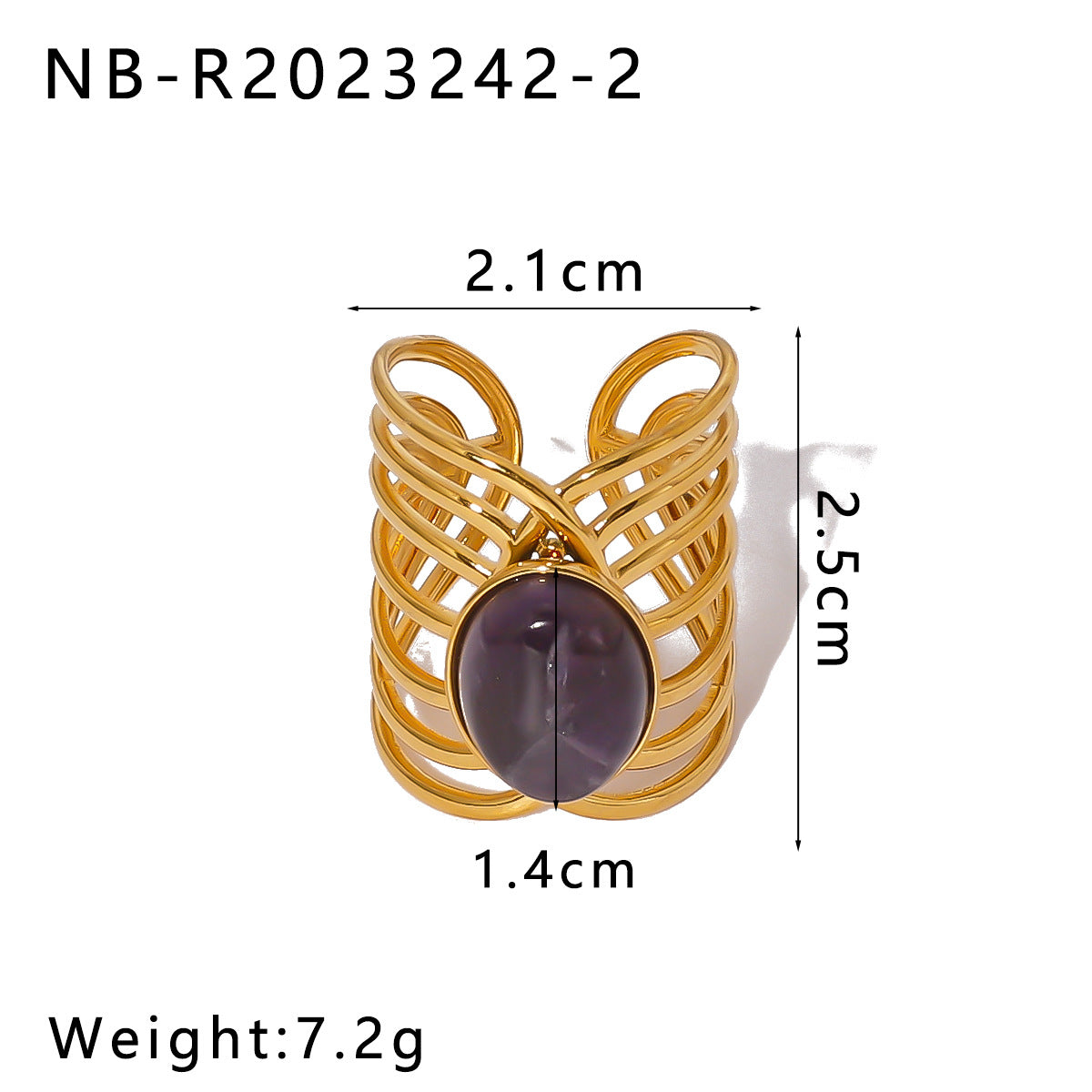 Wholesale Stainless Steel Inlaid Natural Stone Open Adjustable Rings ACC-RS-XinY010