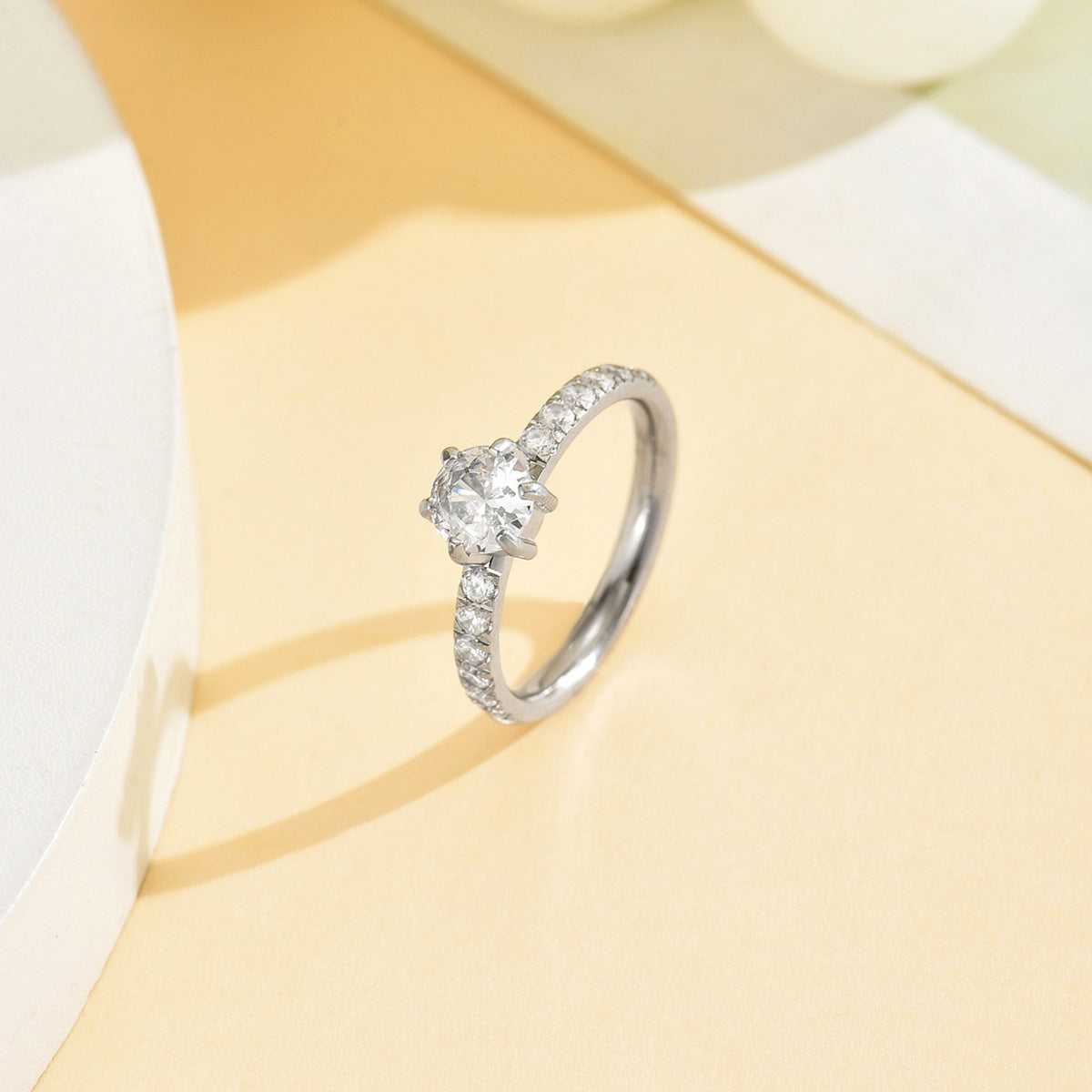 Wholesale 2PCS Stainless steel zircon ring