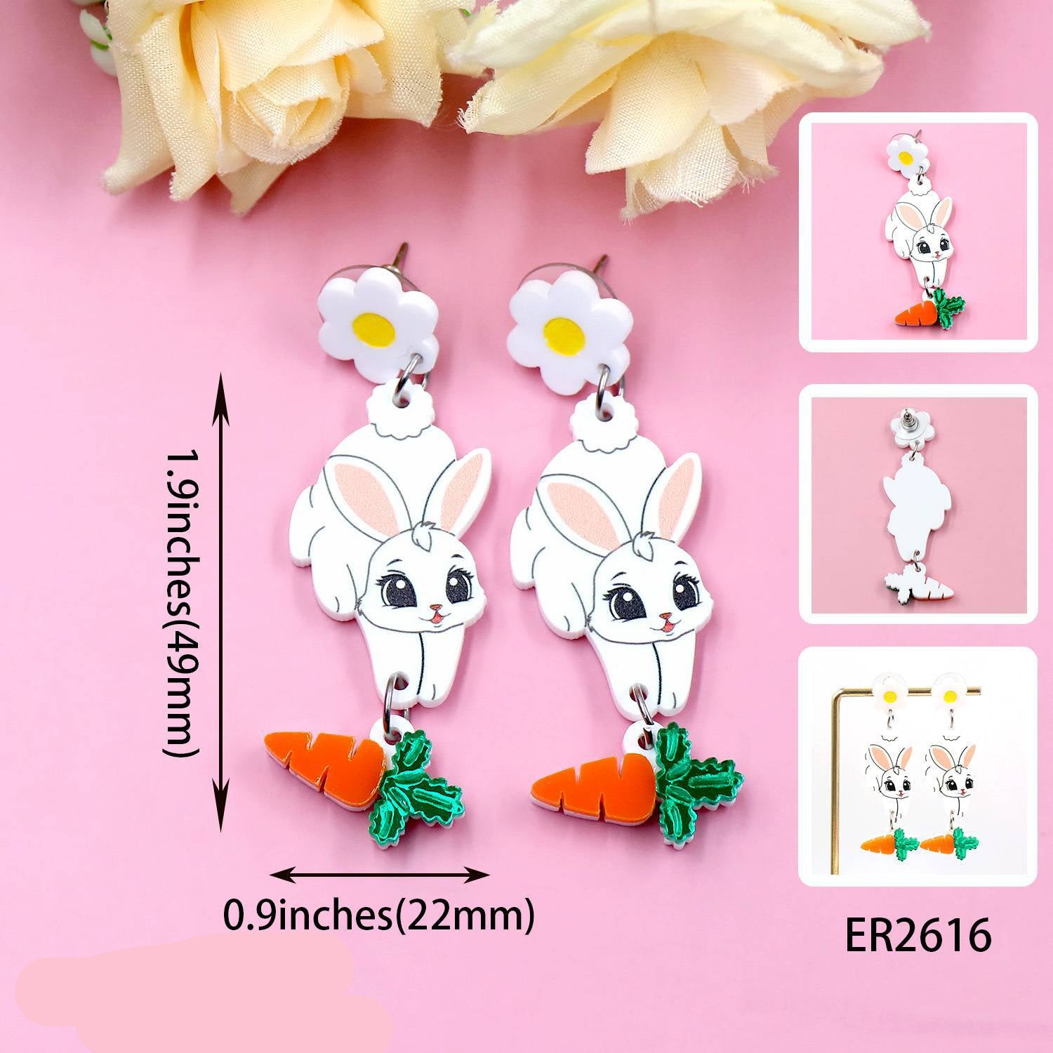 Wholesale Acrylic Easter Handmade White Shell Black Shell Double Layer Flower Earrings