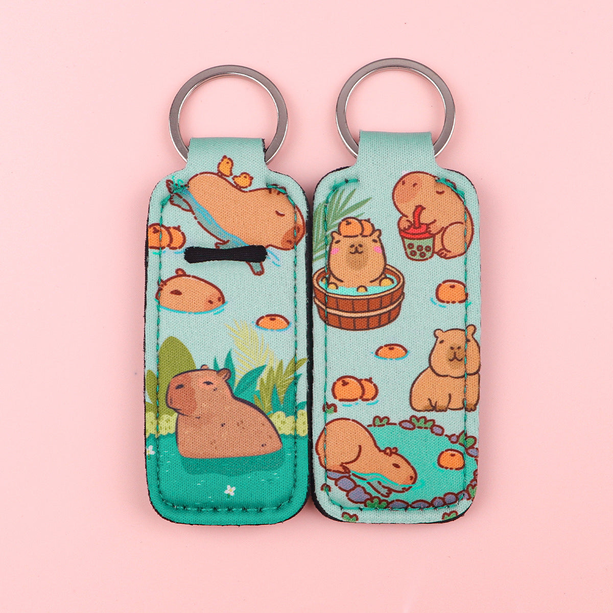 Wholesale 6pcs Cute cartoon lipstick set keychain