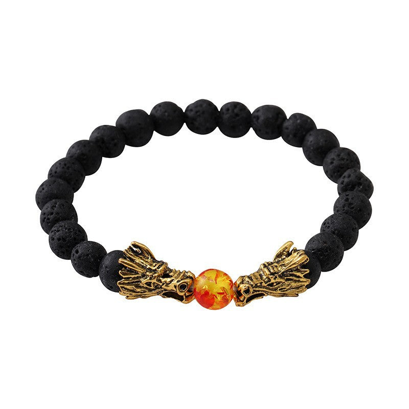 Wholesale  8mm volcanic stone white pine stone yellow crystal bracelet