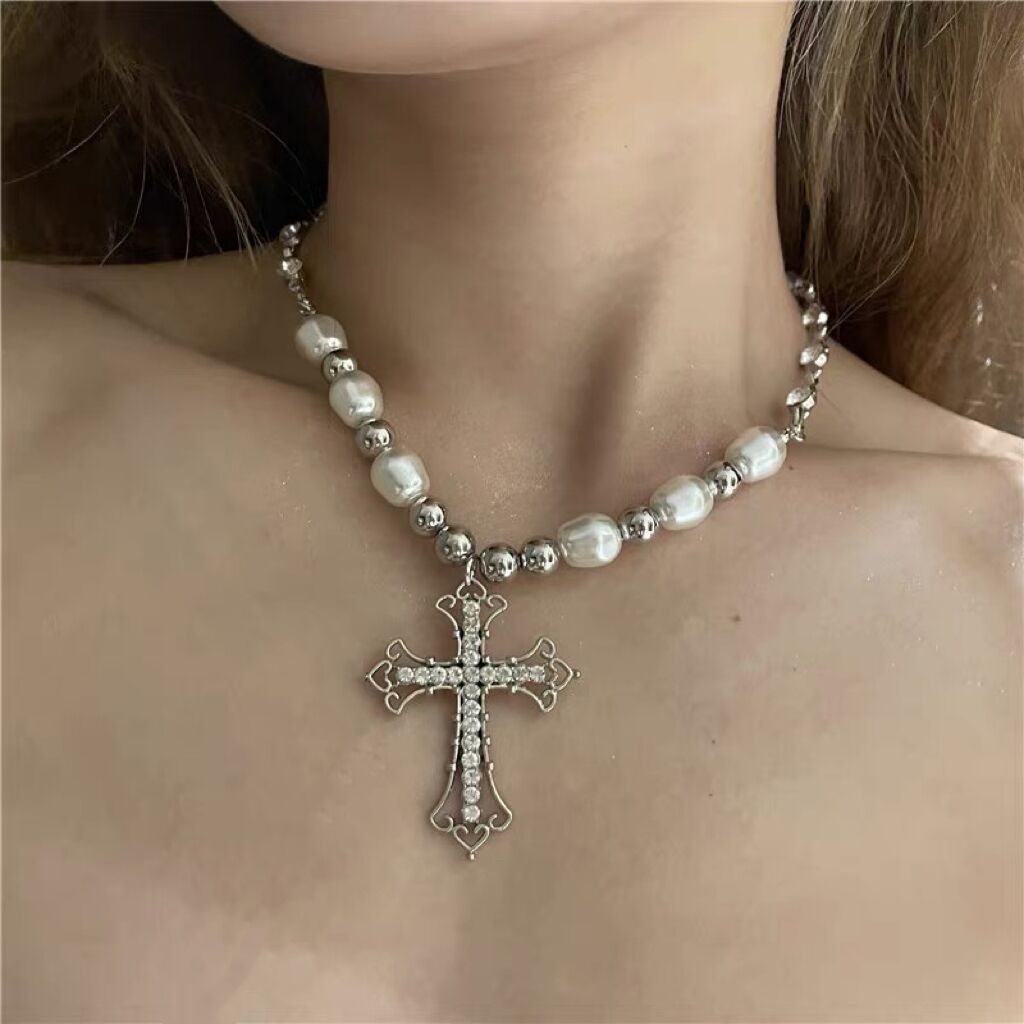 Wholesale Retro Dark Style Cross Pendant Necklaces Choker Necklaces ACC-NE-Fuhui001