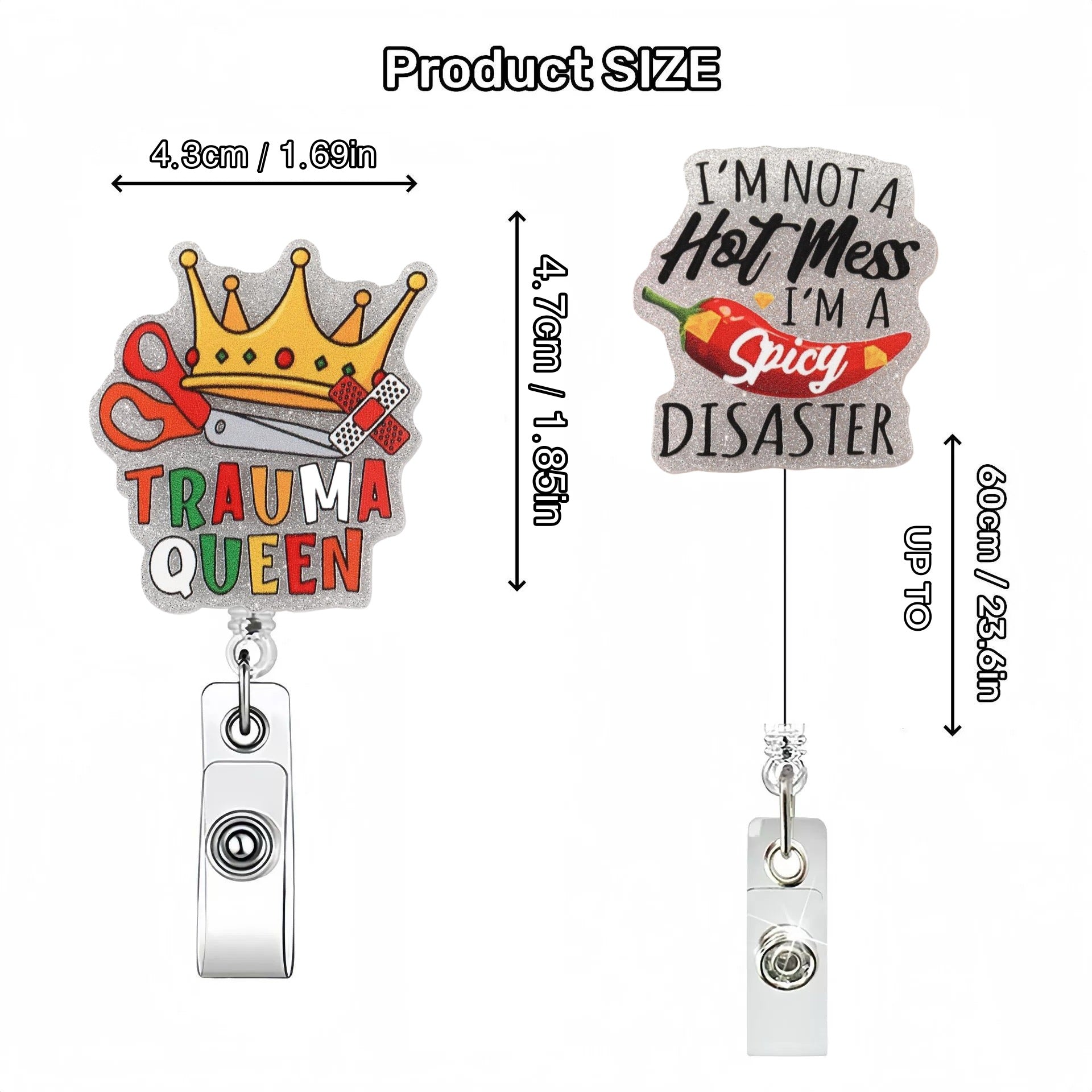 Wholesale Creative pattern acrylic Retractable Rotating Badge Keychain