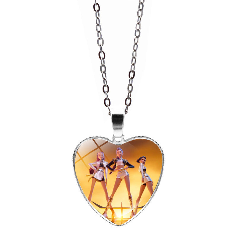 Wholesale K-POP Anime Heart Necklace Sweater Chain