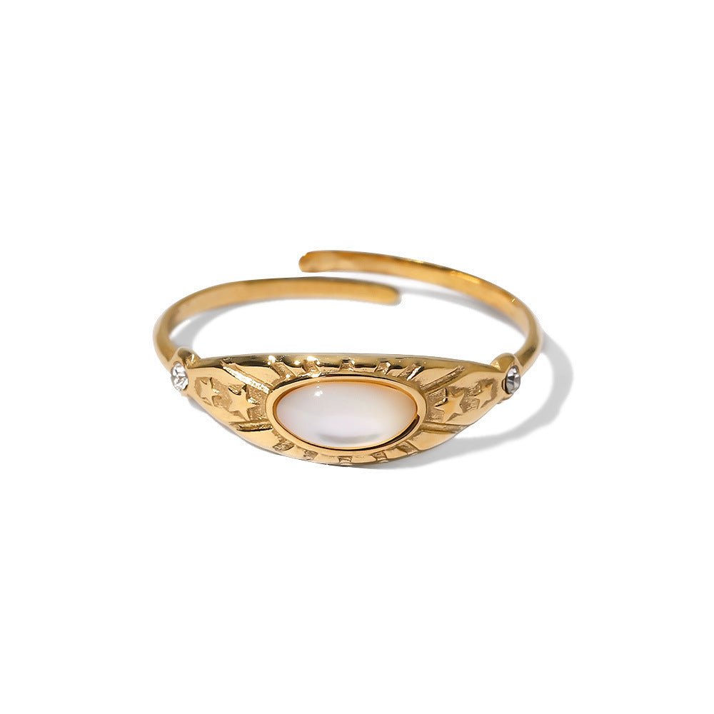 Wholesale Star Zircon Stainless Steel Open Ring Chic Fashion Accessory for Women Gift Boutique