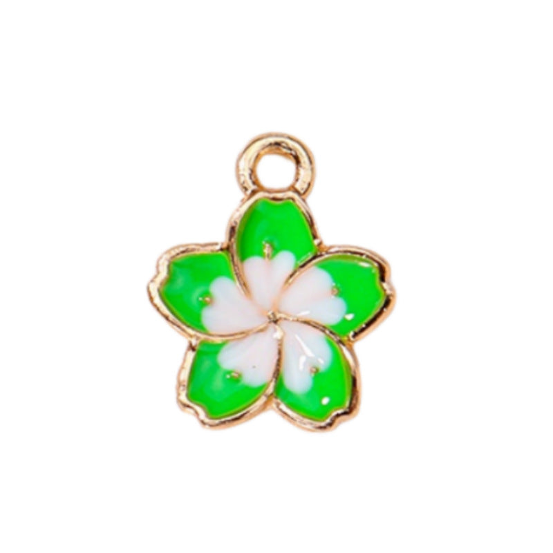Wholesale 10pcs/ pack 13mm Colorfulful Plumeria Oil Dripping Alloy Cherry Blossom Flower Pendant Pendant DIY Bracelet Necklace Earrings Accessories