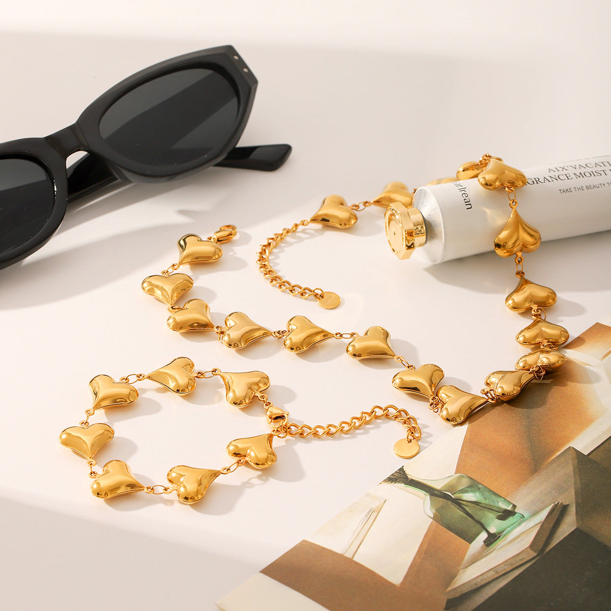 Wholesale  stainless steel 18K gold jewelry high sense love bracelet