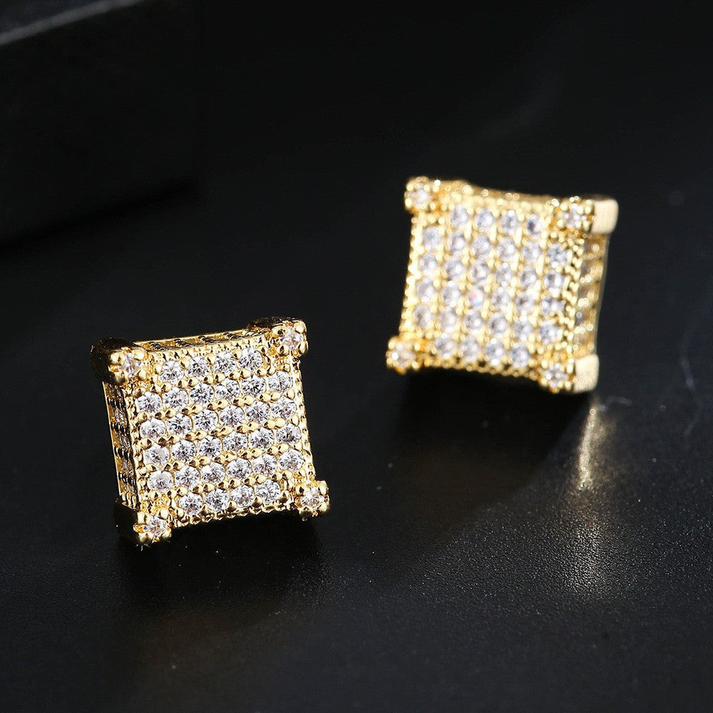 Wholesale hip hop full zircon micro boys earrings
