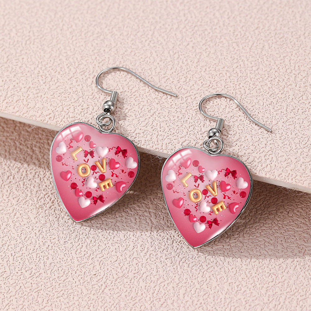 Wholesale Valentine' s Day love  Stainless steel  heart-shaped  earrings
