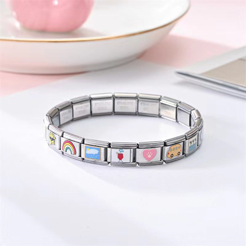 Wholesale Italian Charm Bracelet 9mm DIY Splicing Cute Creative Stainless Steel Composable Bracelet