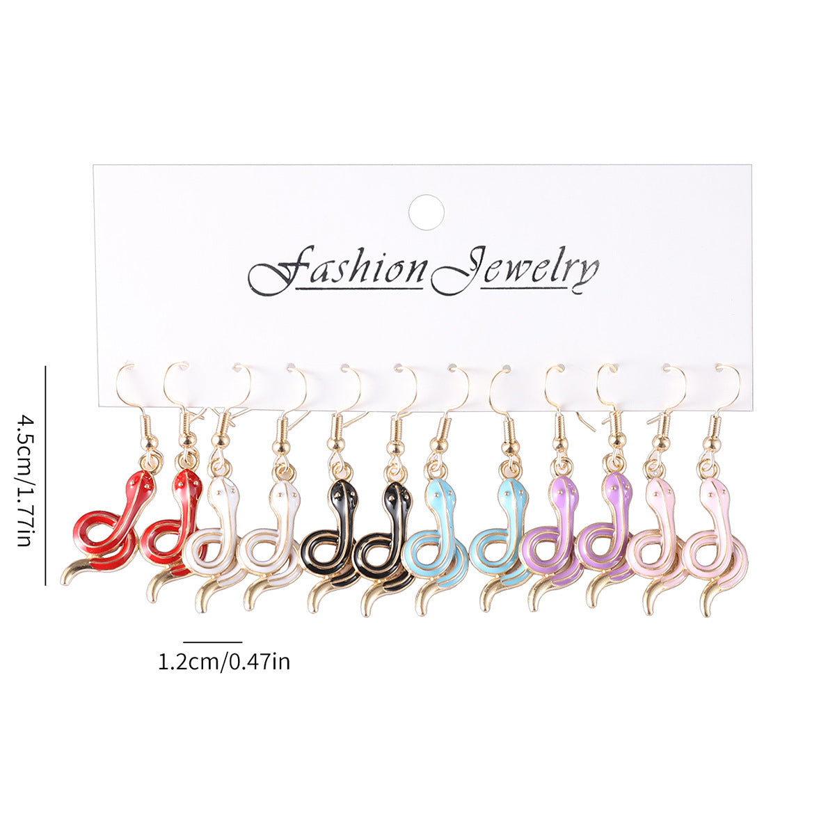 Wholesale  6 pairs of small snake earrings suit color small snake drop oil pendant earrings