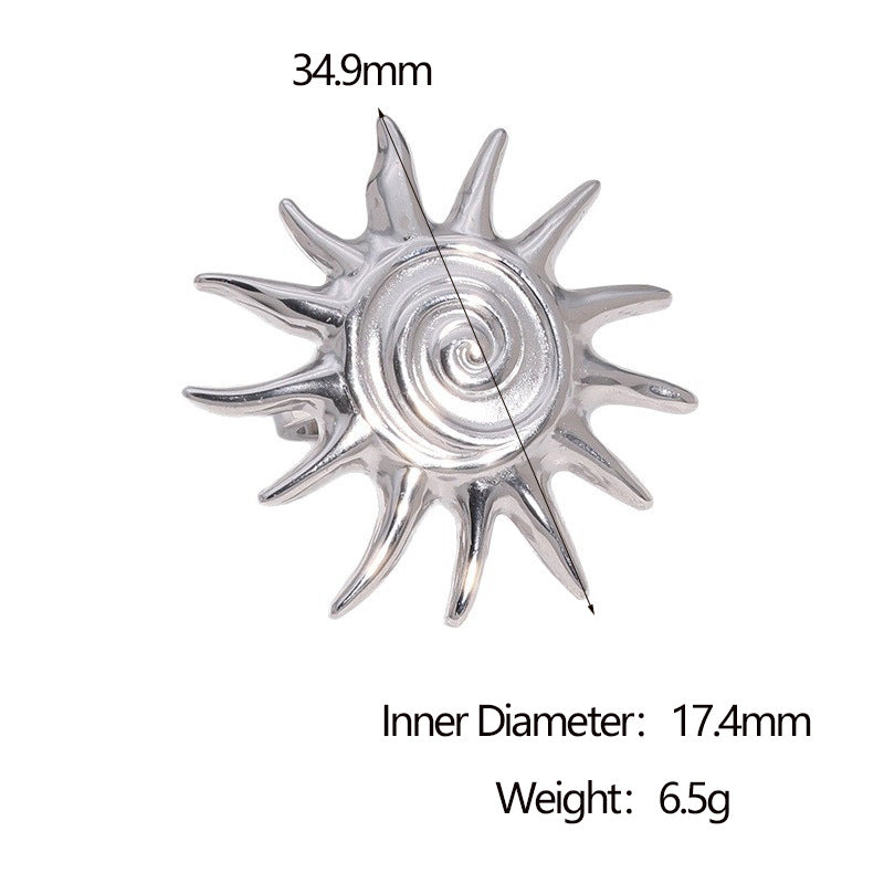 Wholesale Gold Open Ring with Classic Sun Symbol Design Stainless Steel Jewelry Accessory Gift