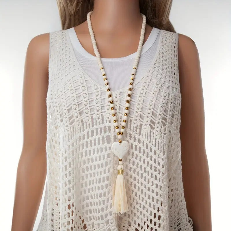 Großhandel lange Wollkette ethnischer Stil Frauen lange Halskette