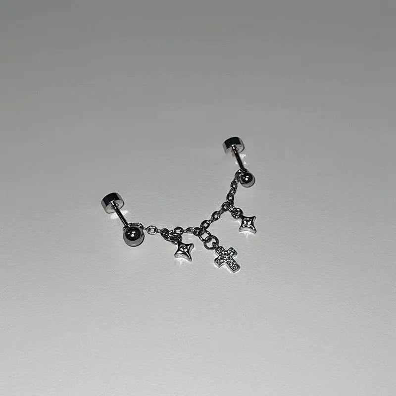 Wholesale  Love Cross Chain Tassel Ear Nail Earrings