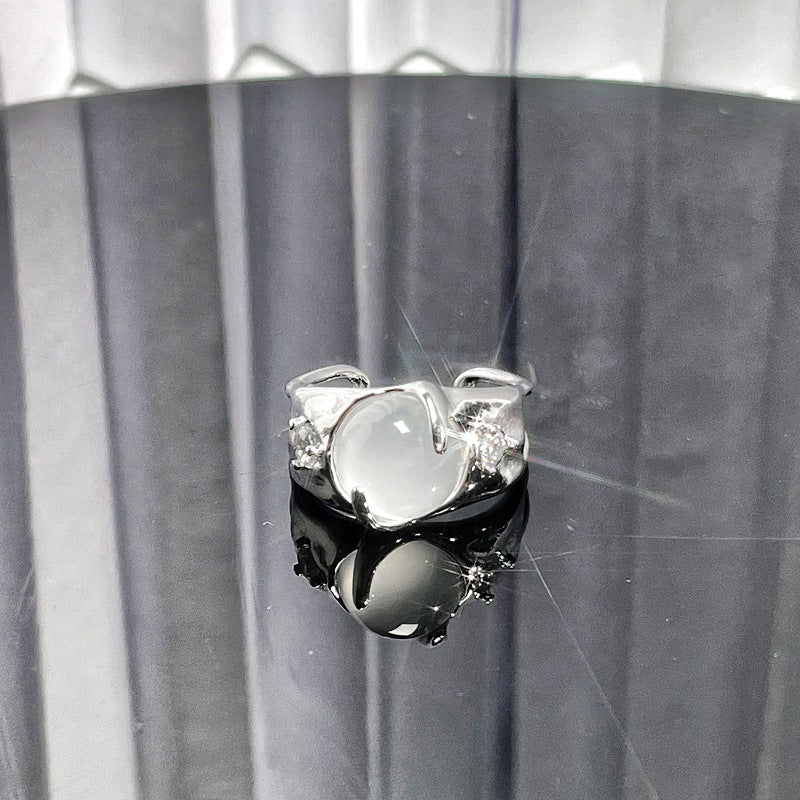 Wholesale texture Opal personality open ring