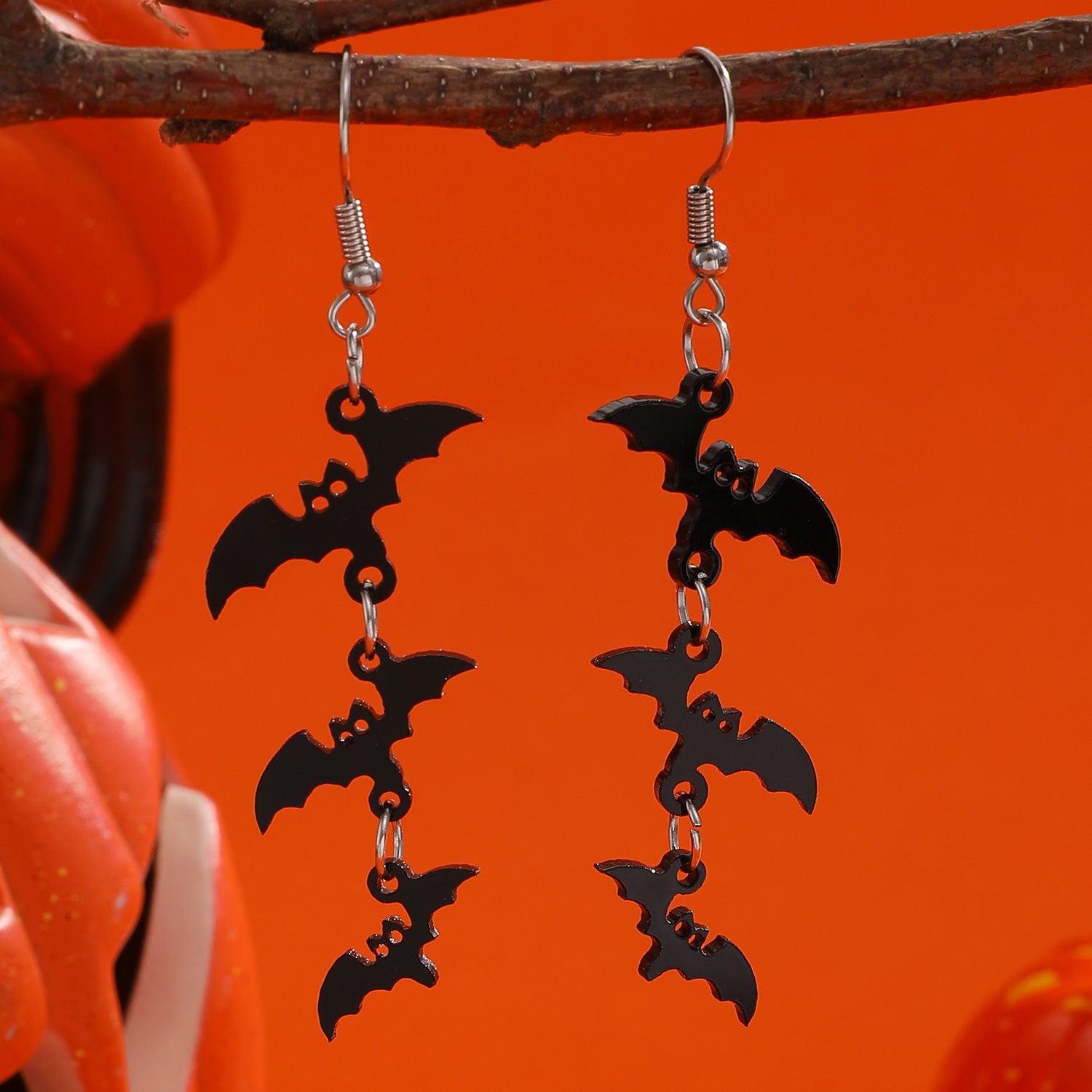 Wholesale Gothic Bat Pendant Earrings,  Zinc Alloy Ancient Silver,  Trendy Party Wear Fashion Accessory