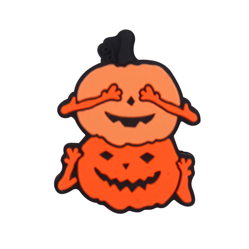 Wholesale 5pcs Cartoon Halloween Pumpkin Skull Silicone Focal Beads ACC-BDS-GuangTian034