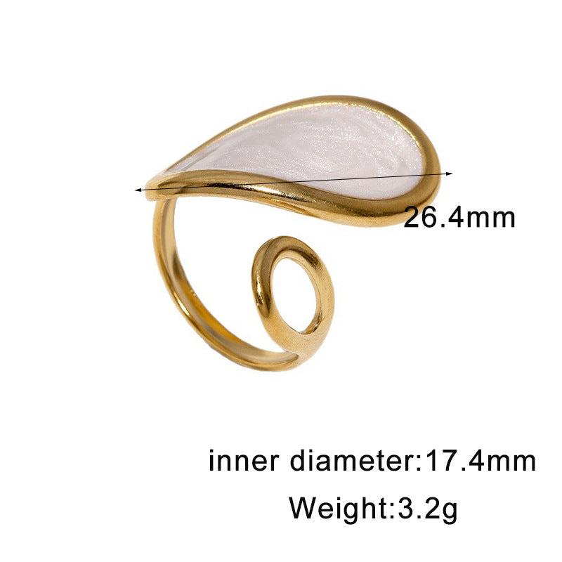 Wholesale 18K Gold Plated Stainless Steel Black Curved Irregular Open Ring Geometric Women S Fashion Jewelry Accessory Gift