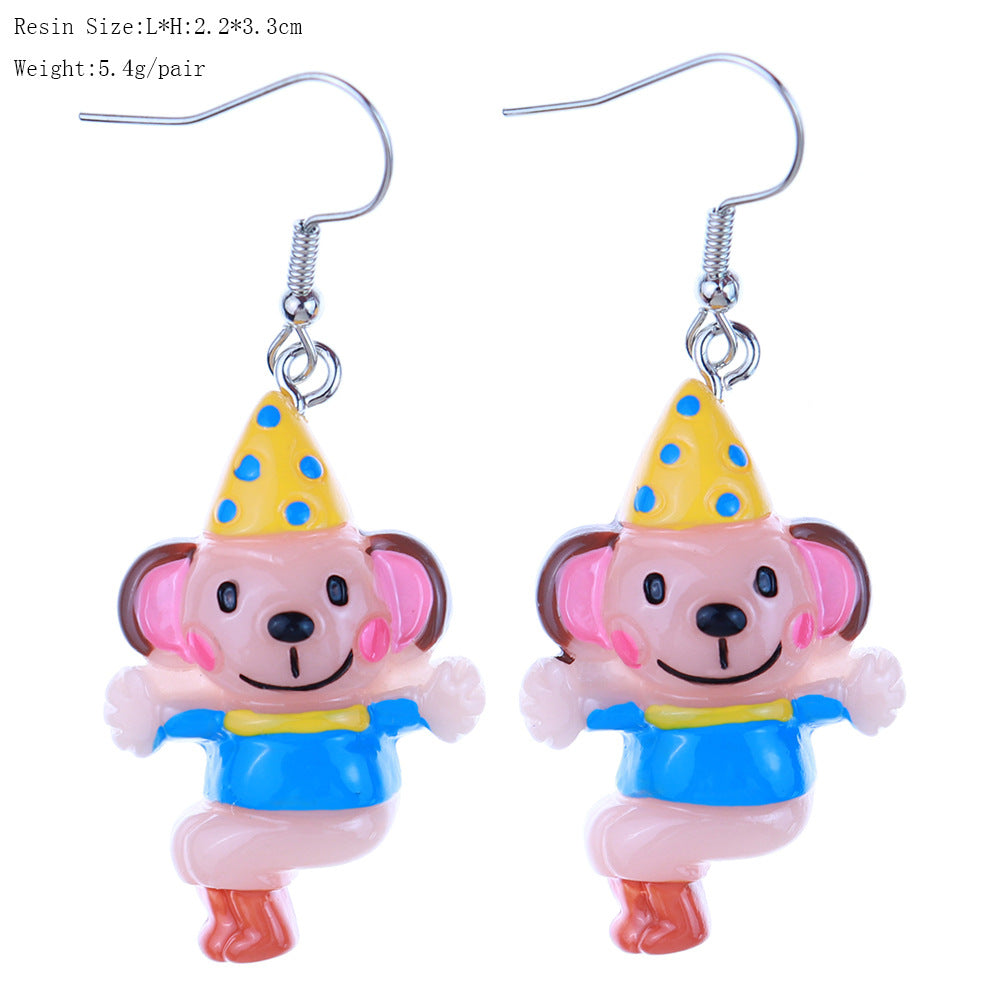 Wholesale fun cute funny cartoon circus clown earrings