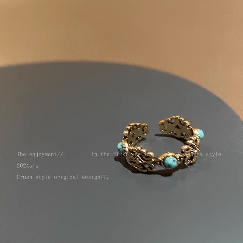 Wholesale Geometric Heart Rhinestone Ring,  Adjustable Opening Alloy Crown Iris Design,  Fashion Accessory Boutique Resale