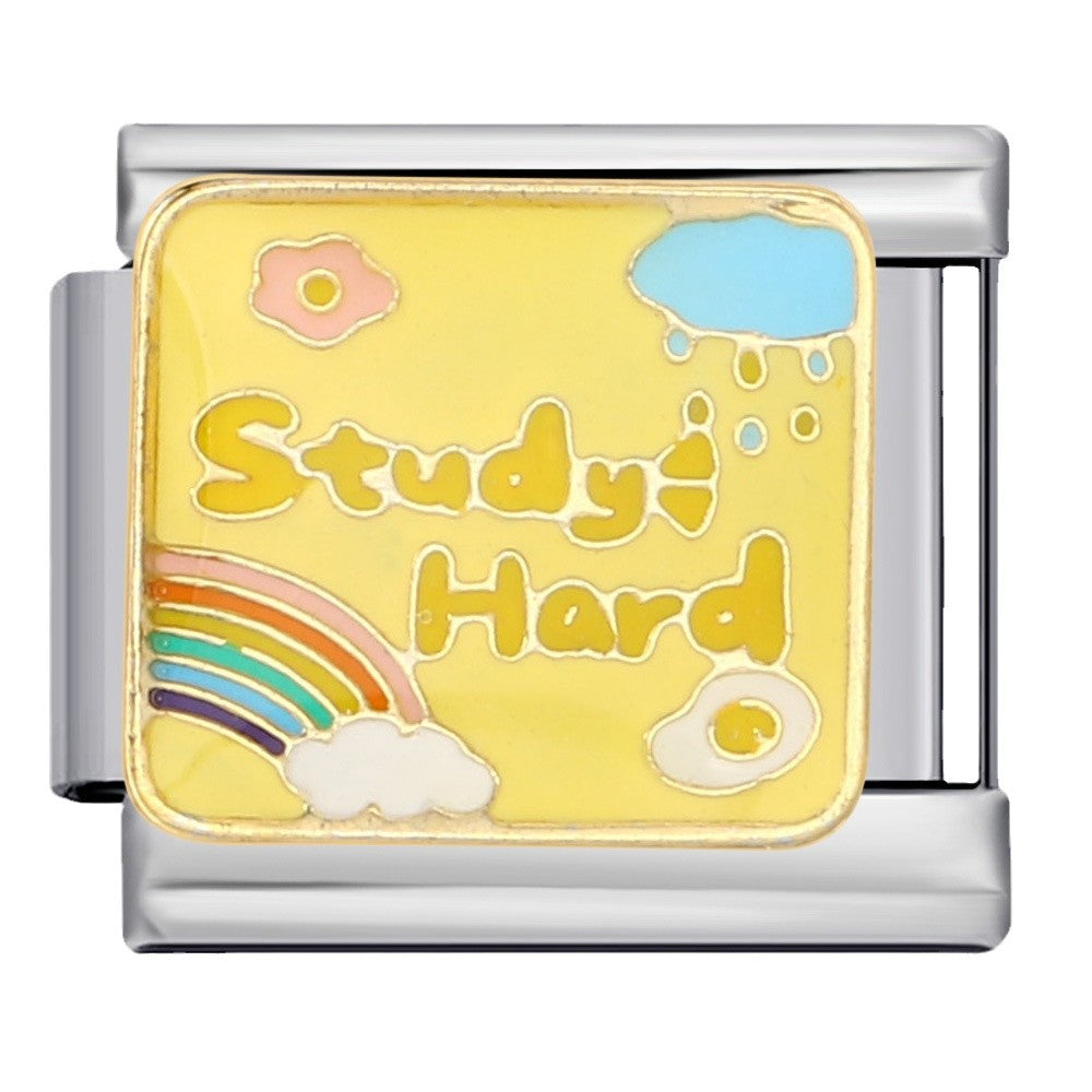 Wholesale 5pcs Italian Charm Bracelet 9mm DIY Splicing Personalized English Series Stainless Steel Composable Bracelet