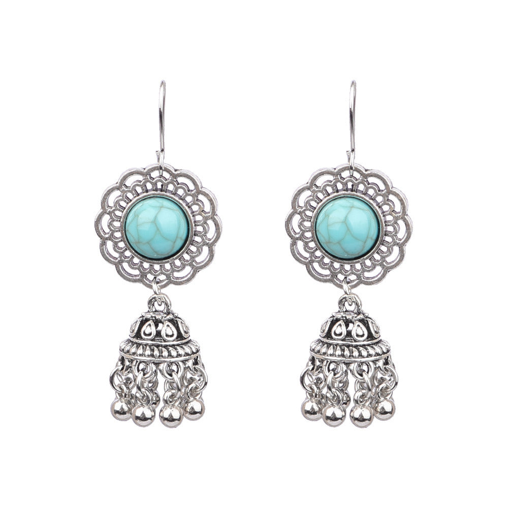 Wholesale Tribal Long Bell Tassel Earrings Alloy Jewelry Accessory for Resale