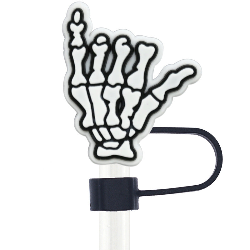 Wholesale Random 100pcs Halloween 10mm PVC Soft Straw Tube Cap ACC-SCR-RYY070