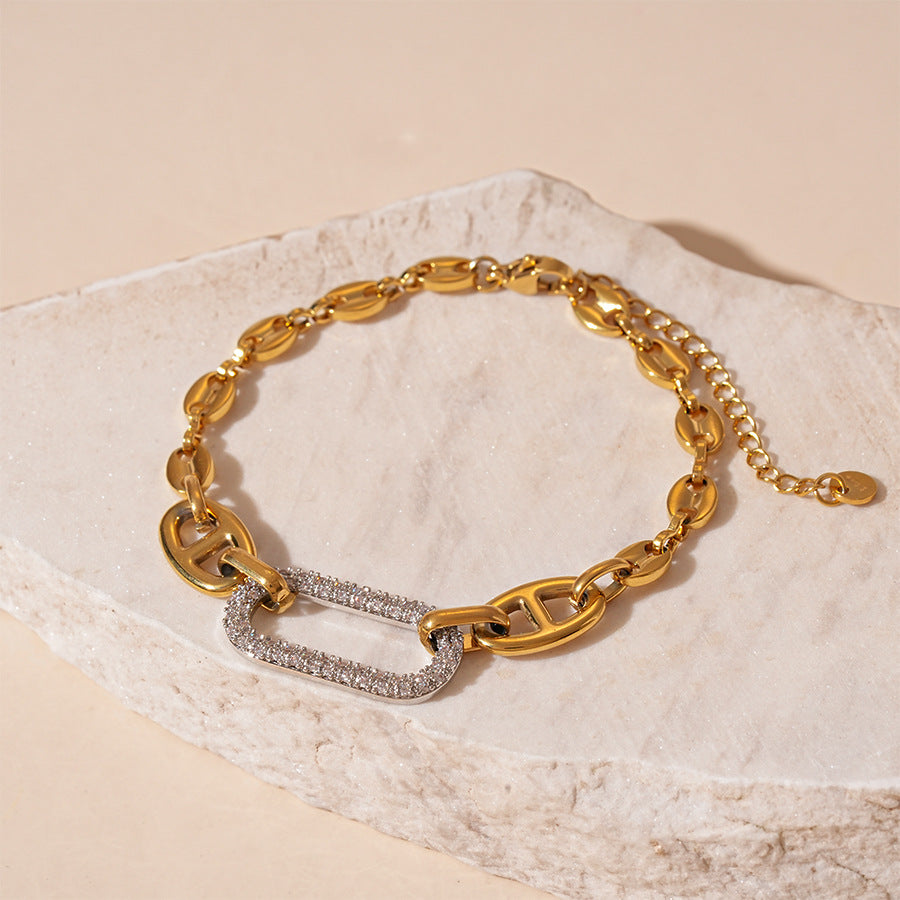 Wholesale  titanium steel metal feeling oval chain bracelet