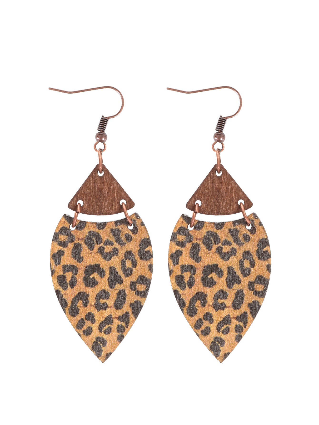 Wholesale  Retro Bohemian Leopard Leaves  Wood Pieces Earrings
