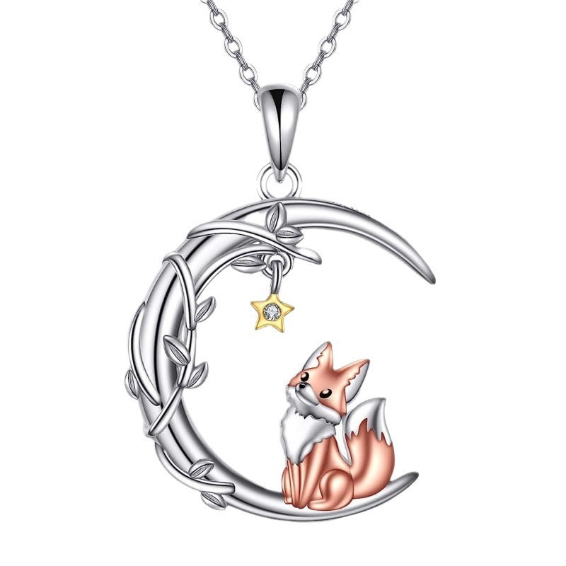 Wholesale Fox Moon star branch pendant necklace