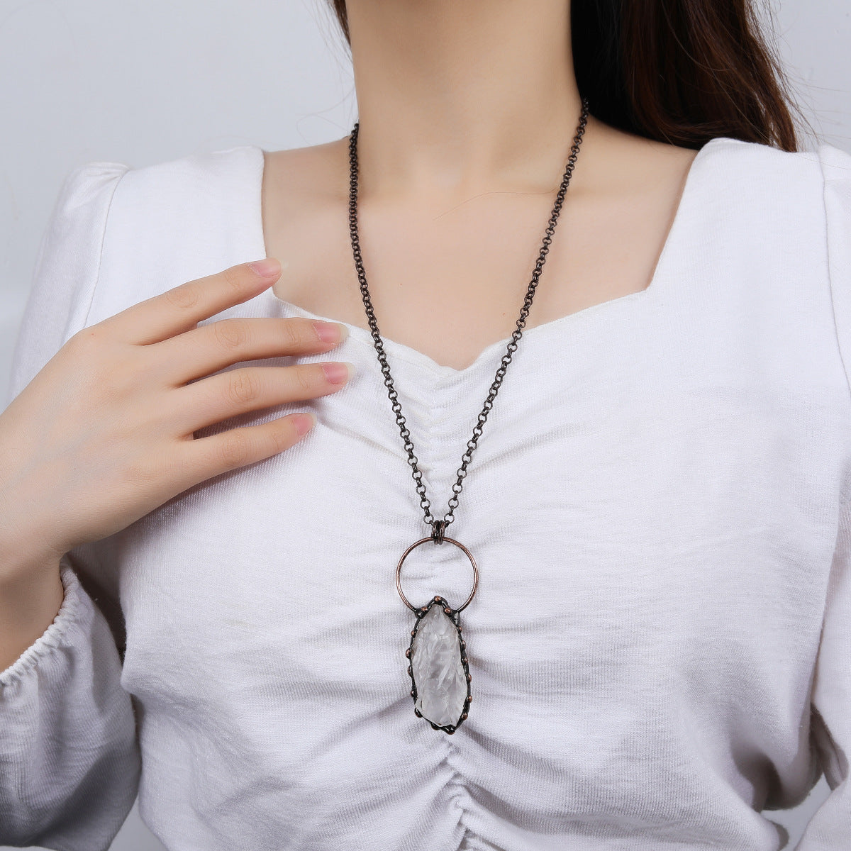 Wholesale Vintage Natural Stone Pendant Necklace