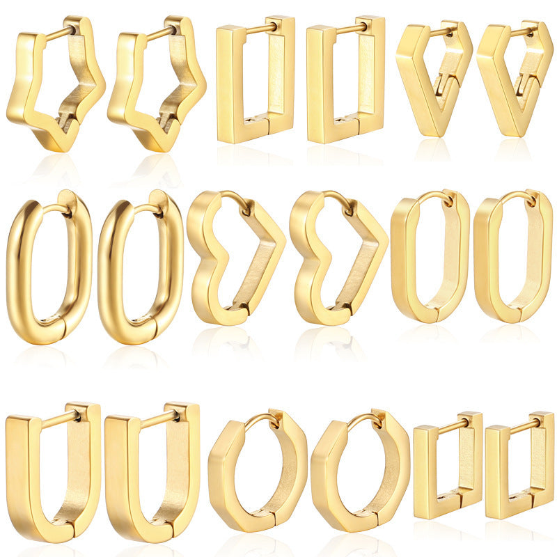 Wholesale Trendy Stainless Steel Geometric Ear Cuffs Unisex Electroplated Steel Tone Jewelry Accessory