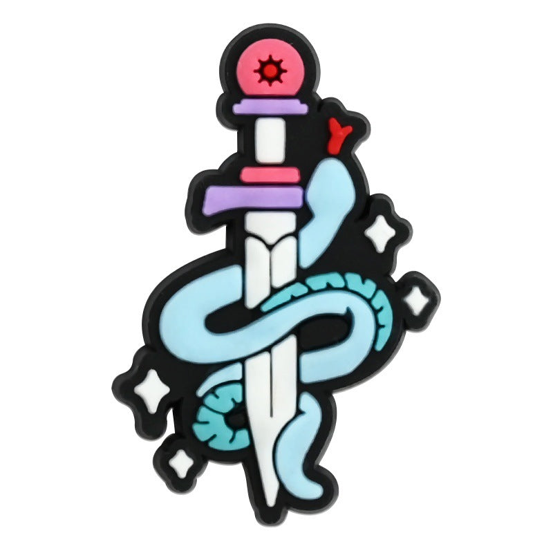 Decorazione casuale all'ingrosso della fibbia della scarpa di gomma morbida del PVC della serie della strega da 100 pezzi