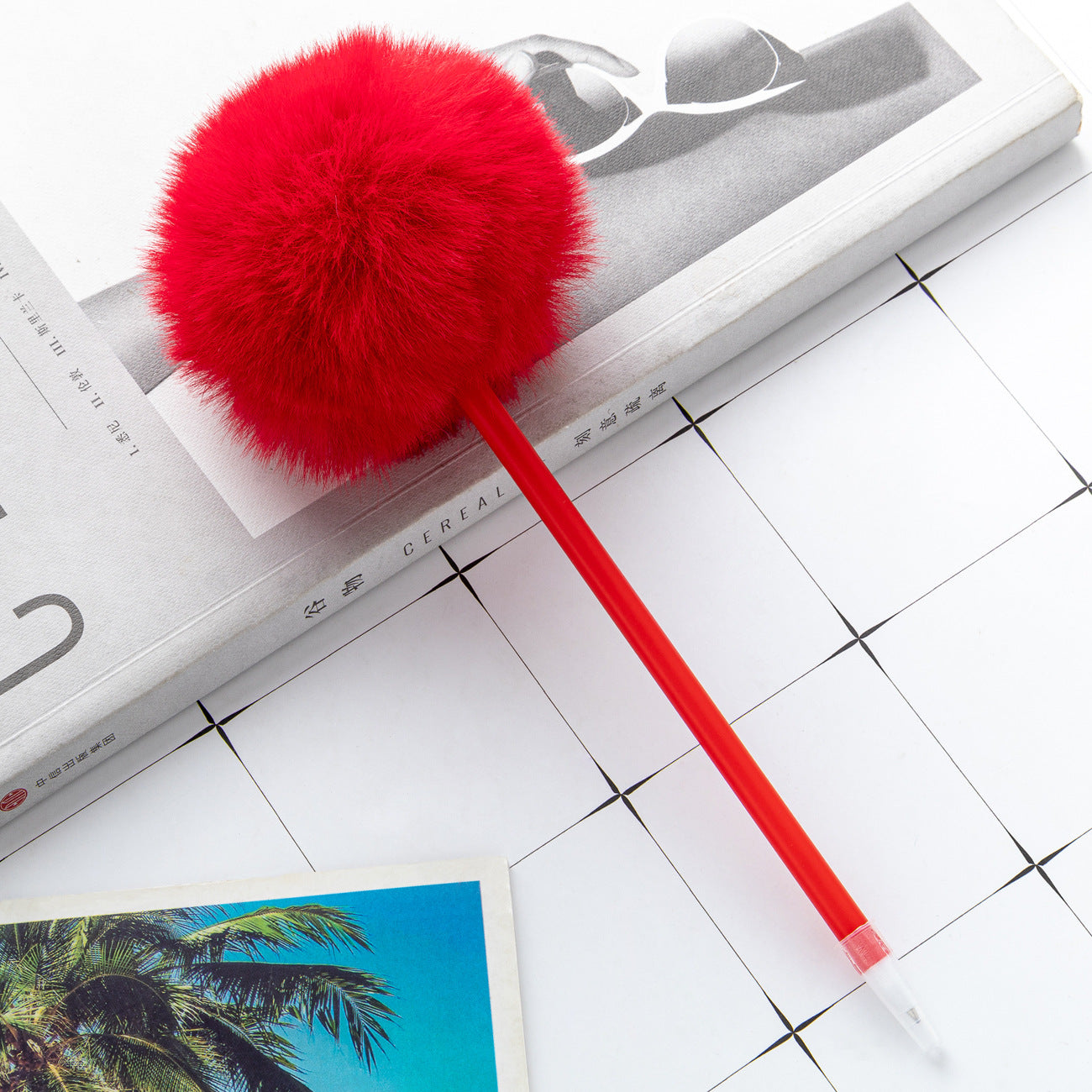 Wholesale Creative Plastic Hair Ball Pen Cartoon Cute ACC-PN-HuaHao009