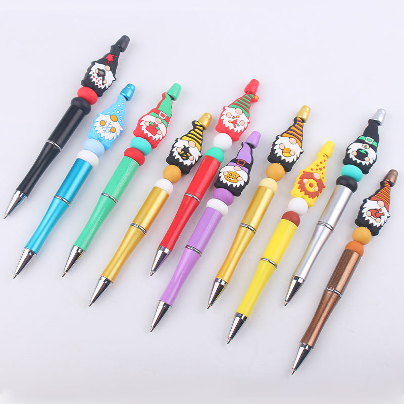 Wholesale cartoon Christmas dwarf old man tree silicone beaded pen