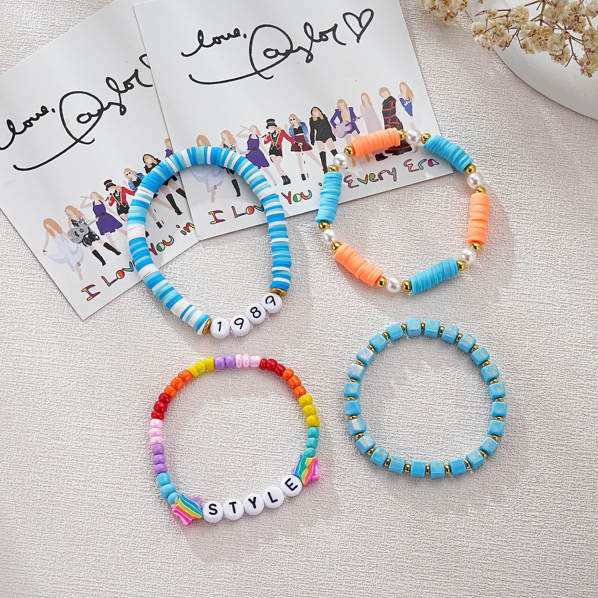 Wholesale Polymer Clay TS Acrylic Letter Smiley Rainbow Friendship Bracelet ACC-BT-FenRui008