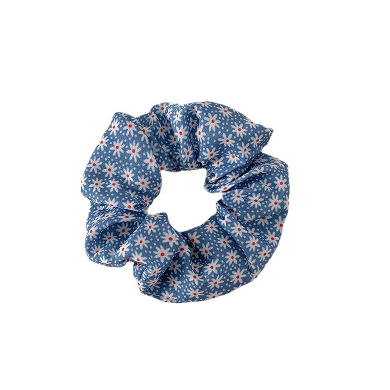 Wholesale Blue Plaid Hair Rope Floral Polka Dot Hair Ring Hair Scrunchies ACC-HS-Weim003