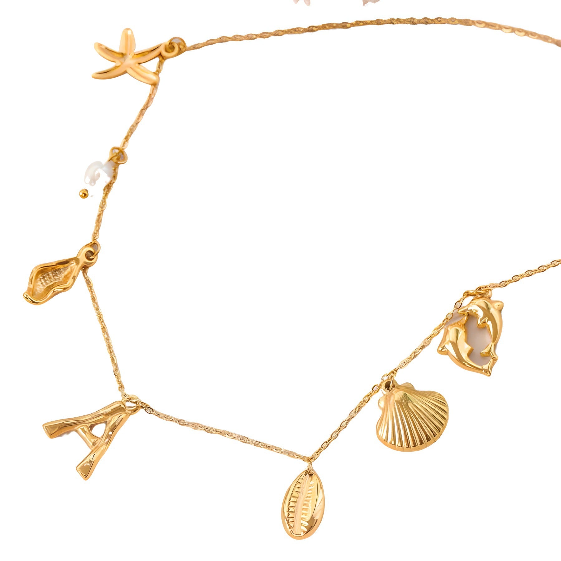 Wholesale 26 Letters Freshwater Pearl Starfish Ocean Series Necklace