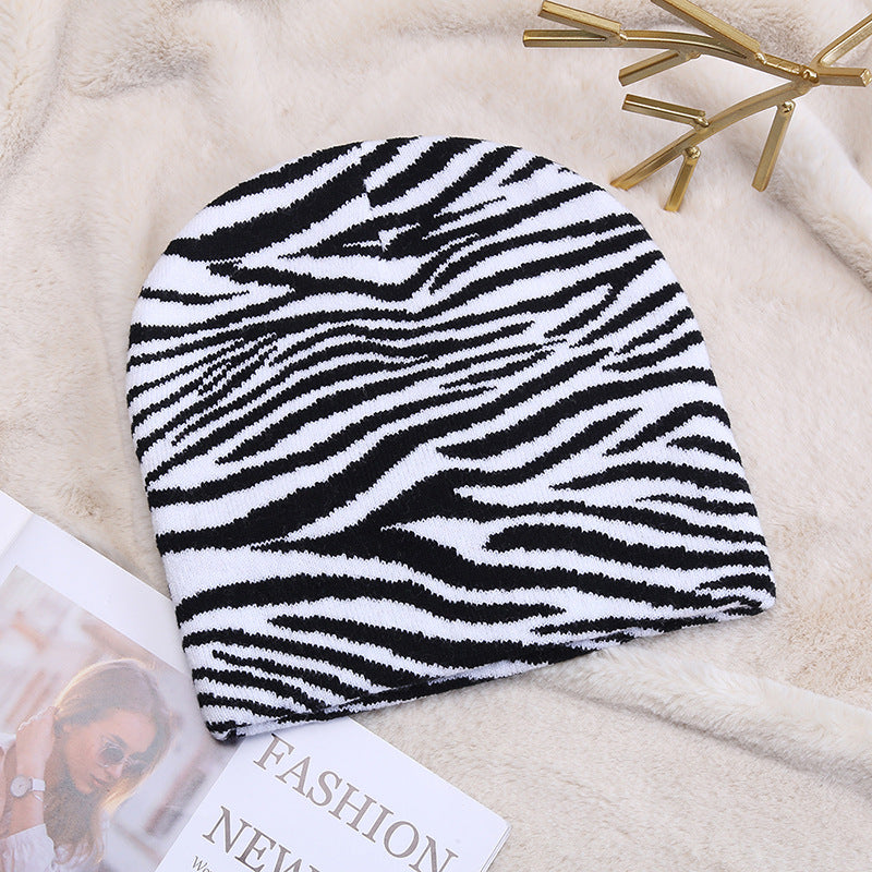 Wholesale Cow Zebra Jacquard Hat Beanie